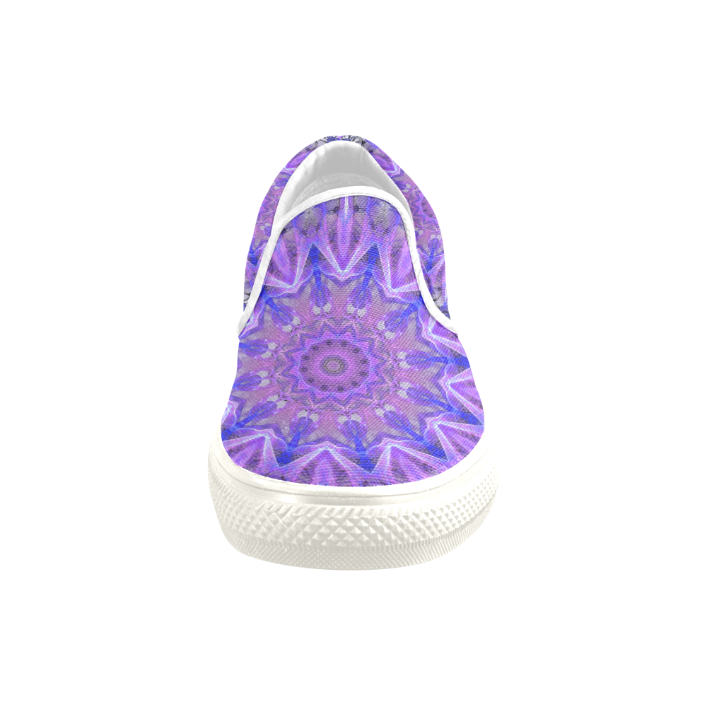 Abstract Plum Ice Crystal Palace Lattice Lace Women's Unusual Slip-on Canvas Shoes (Model 019)