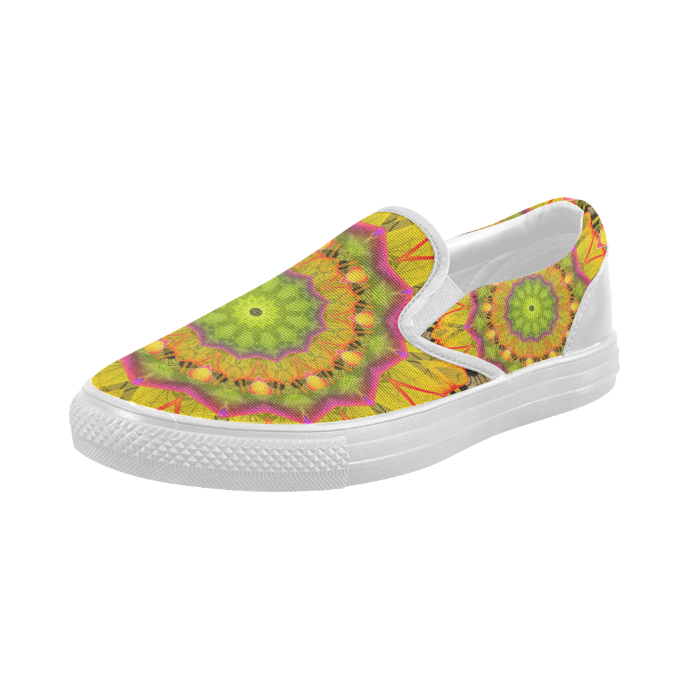 Beach Grass Golden Red Foliage Abstract Fall Days Women's Slip-on Canvas Shoes (Model 019)