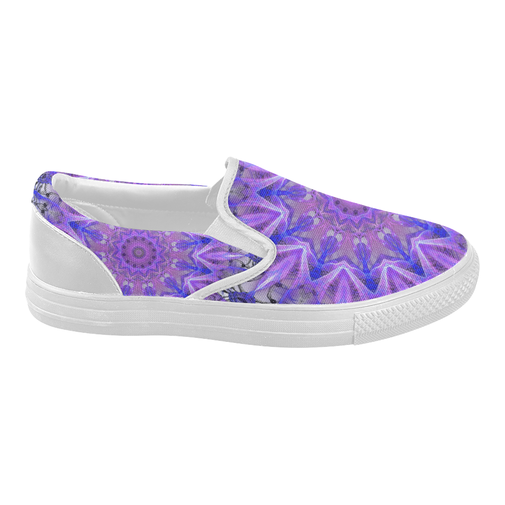 Abstract Plum Ice Crystal Palace Lattice Lace Women's Slip-on Canvas Shoes (Model 019)