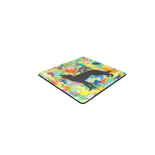 Free Black Wolf Colorful Splat Complete Square Coaster