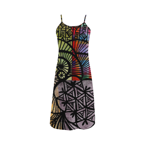 Circles, Crosses, Stripes Abstract Alcestis Slip Dress (Model D05)