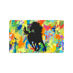 Black Horse Shape Template Colorful Splat Doormat 30"x18"