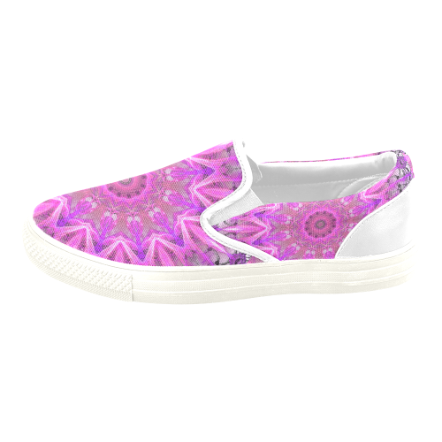 Lavender Lace Abstract Pink Light Love Lattice Women's Unusual Slip-on Canvas Shoes (Model 019)