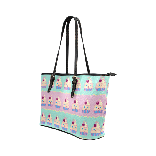 Cupcakes Leather Tote Bag/Small (Model 1651)
