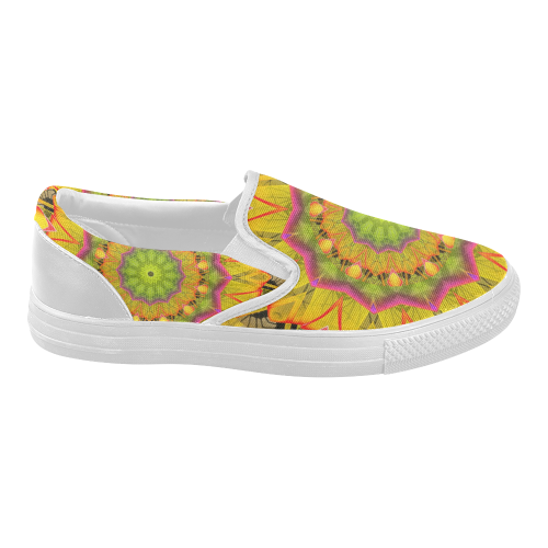 Beach Grass Golden Red Foliage Abstract Fall Days Women's Slip-on Canvas Shoes (Model 019)