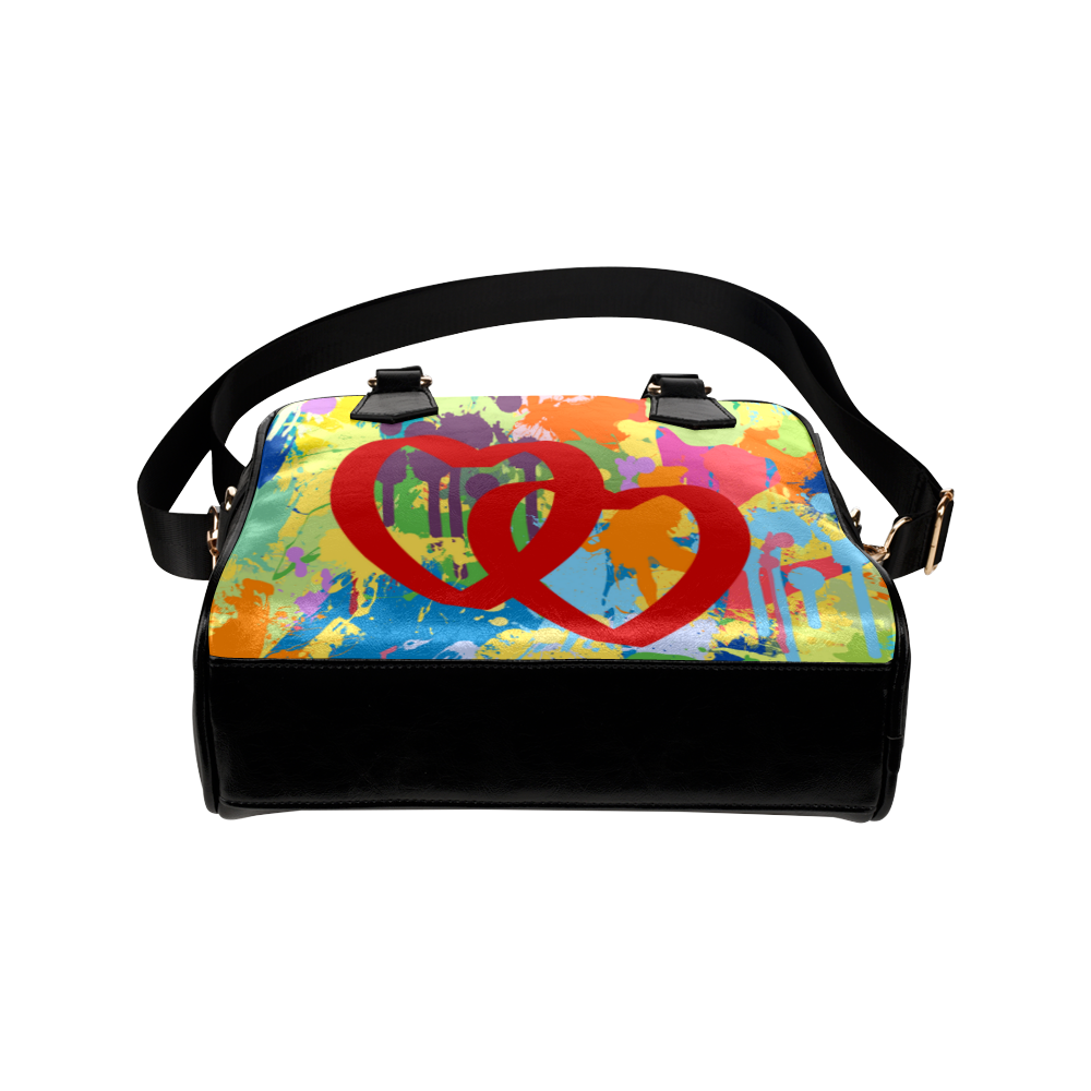 Love Red Hearts Colorful Splat Design Shoulder Handbag (Model 1634)