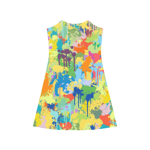Black Horse Shape Template Colorful Splash Alcestis Slip Dress (Model D05)
