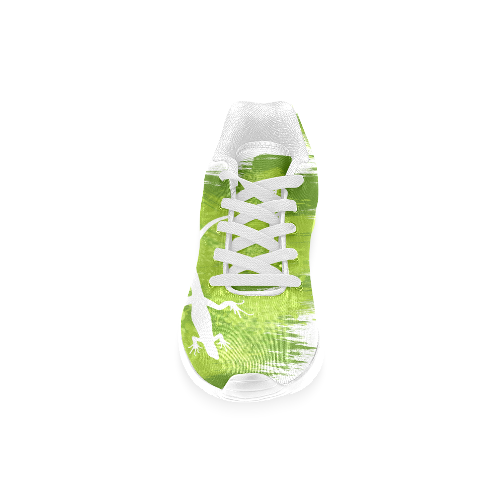 Green Lizard Shape Painting White your Backgr Women’s Running Shoes (Model 020)