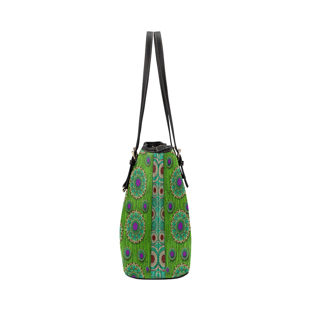 landscape and scenery in the peacock forest Leather Tote Bag/Large (Model 1651)