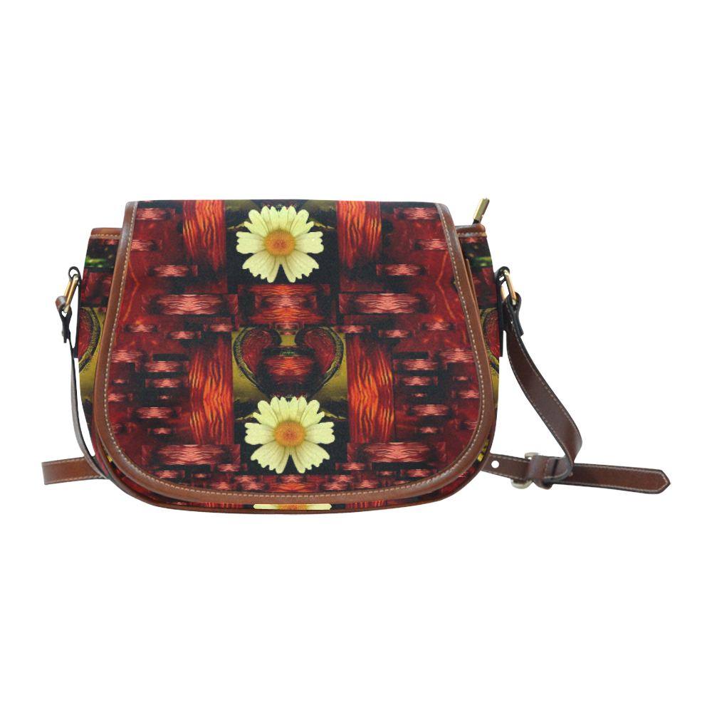 Love and flowers in the colors of love popart Saddle Bag/Large (Model 1649)