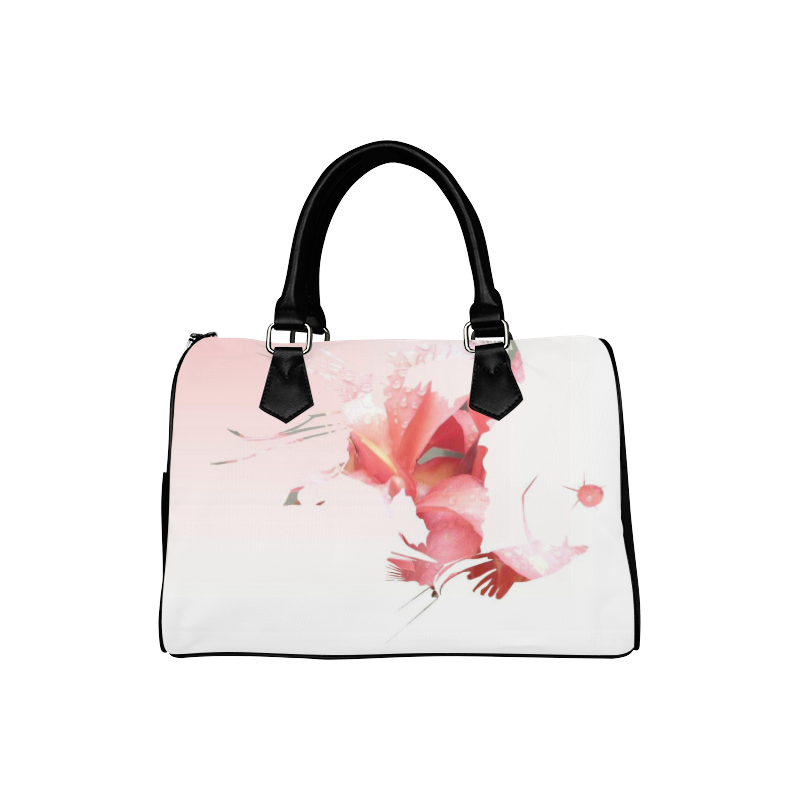 pink coral abstract Boston Handbag (Model 1621)