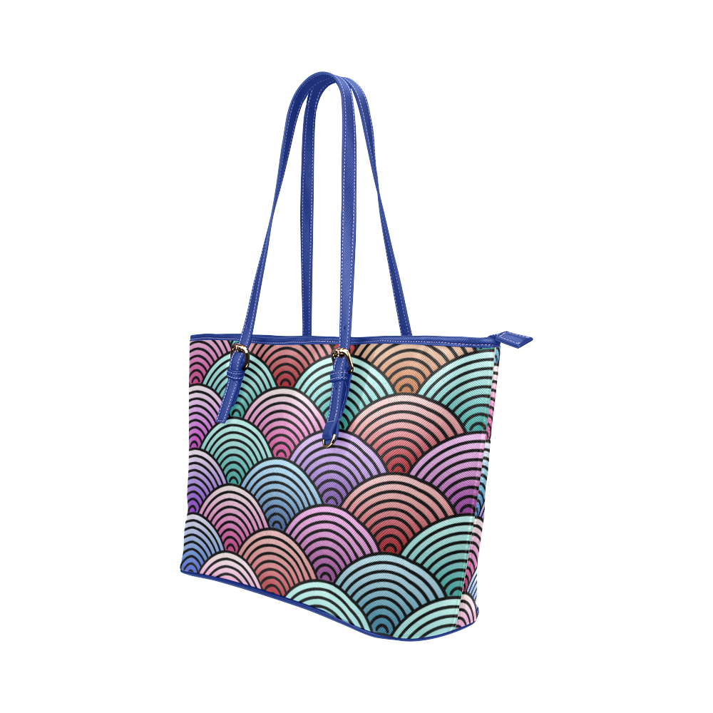 Concentric Circle Pattern Leather Tote Bag/Small (Model 1651)