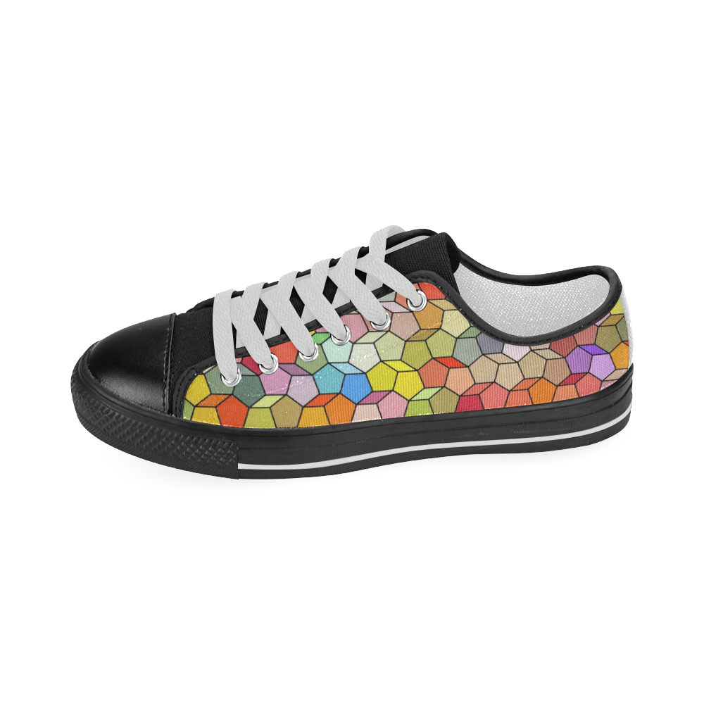 Colorful Polygon Pattern Women's Classic Canvas Shoes (Model 018)