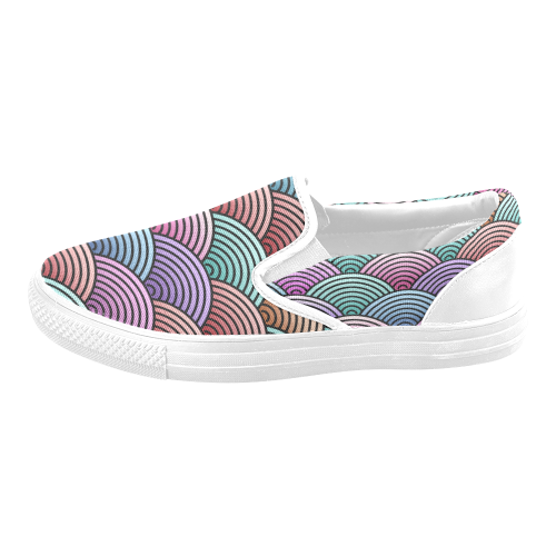 Concentric Circle Pattern Men's Slip-on Canvas Shoes (Model 019)
