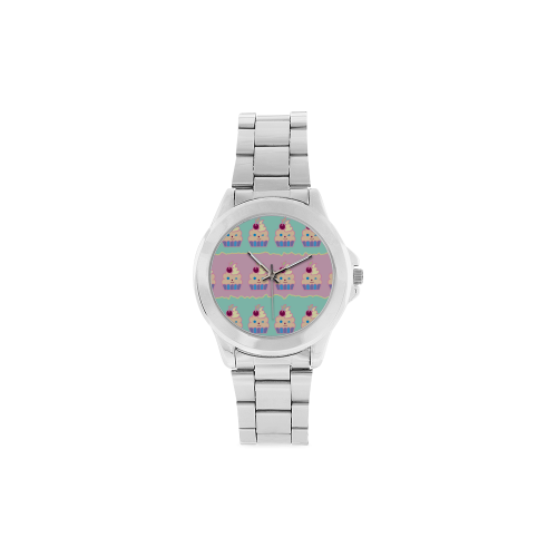 Cupcakes Unisex Stainless Steel Watch(Model 103)