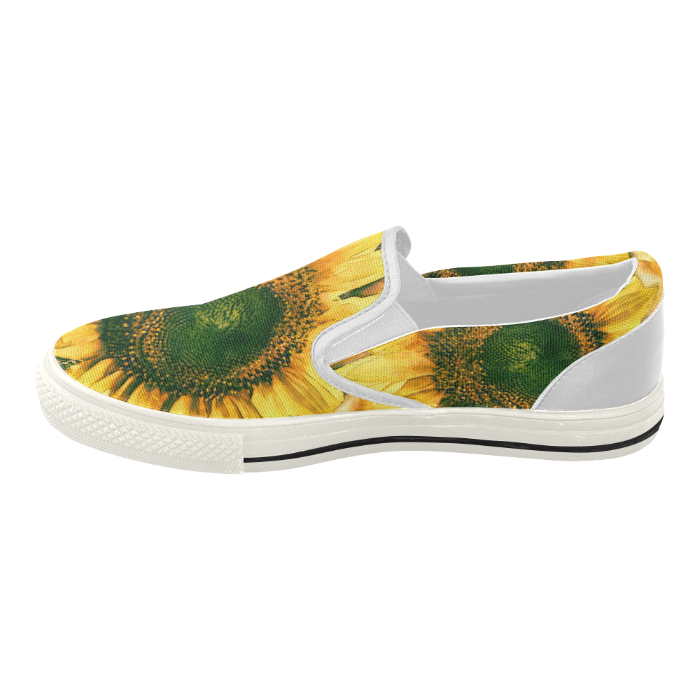 Painting Sunflower - Life is in full bloom Women's Slip-on Canvas Shoes (Model 019)