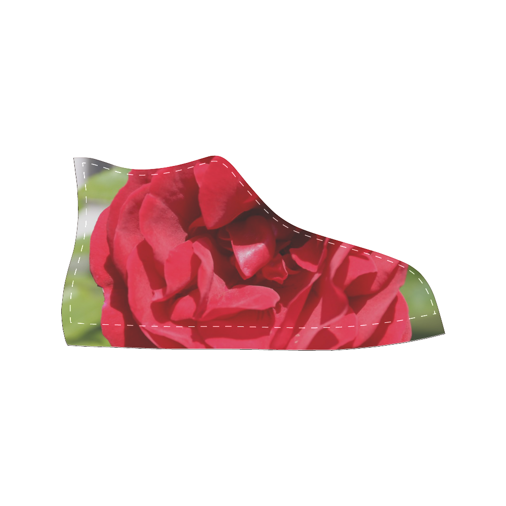 Red Rose Women's Classic High Top Canvas Shoes (Model 017)