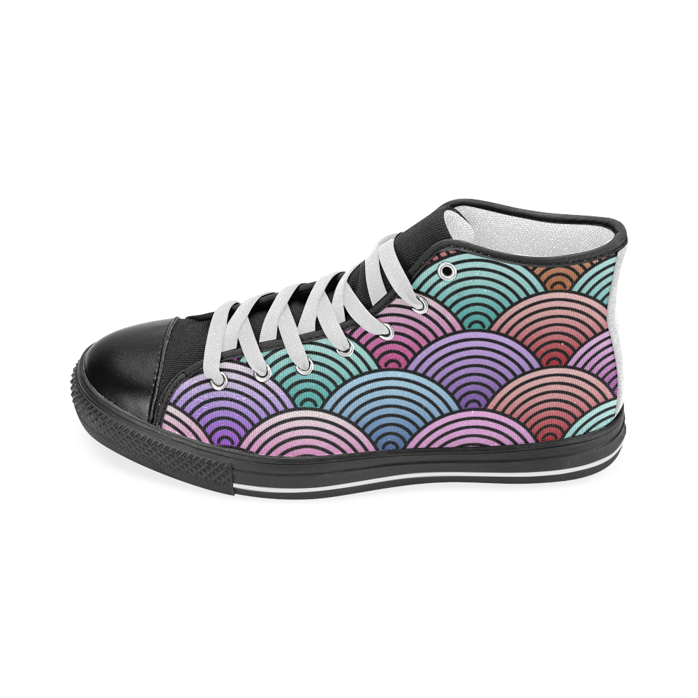 Concentric Circle Pattern Men’s Classic High Top Canvas Shoes (Model 017)