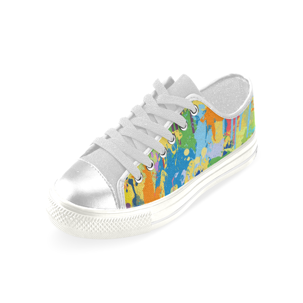 Colorful Splash Design White your Backgr Women's Classic Canvas Shoes (Model 018)