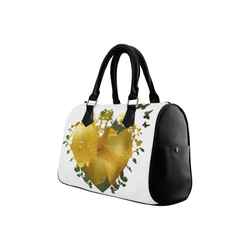 Yellow canna heart Boston Handbag (Model 1621)