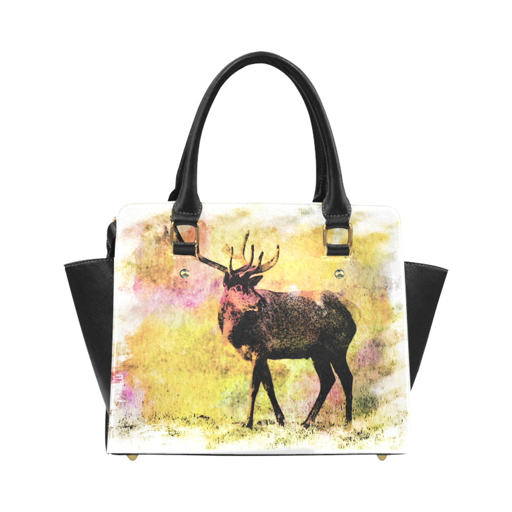 Deer in Watercolor Classic Shoulder Handbag (Model 1653)