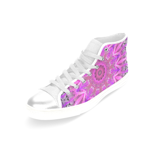 Lavender Lace Abstract Pink Light Love Lattice Women's Classic High Top Canvas Shoes (Model 017)