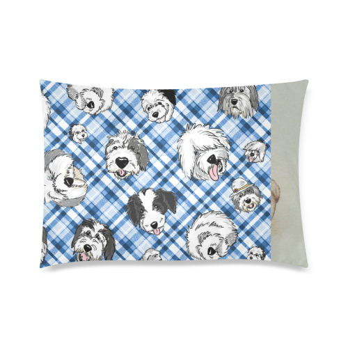 blue and white plaid sheepie heads Custom Zippered Pillow Case 20"x30" (one side)