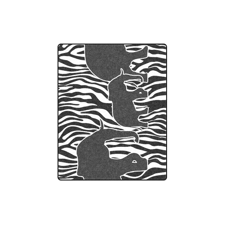 ELEPHANTS to ZEBRA stripes black & white Blanket 40"x50"