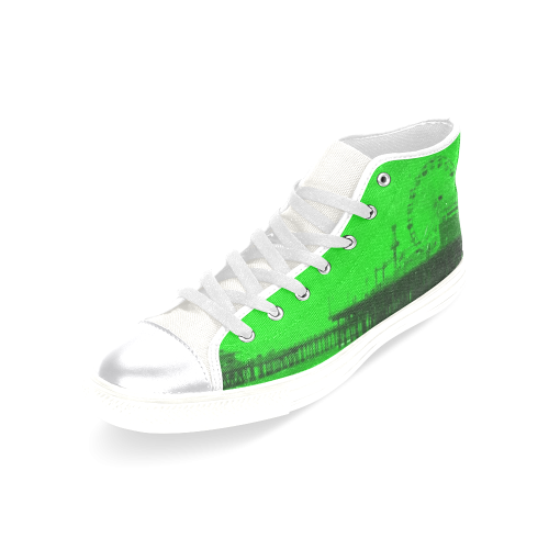 Ghostly Green Santa Monica Pier Women's Classic High Top Canvas Shoes (Model 017)