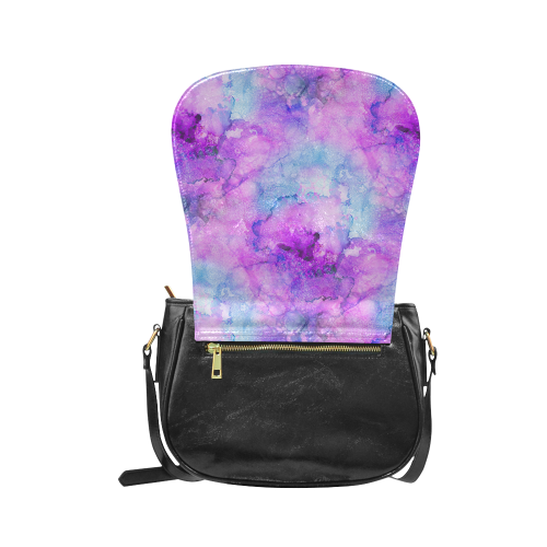 Pink Alcohol Ink Abstract Classic Saddle Bag/Small (Model 1648)