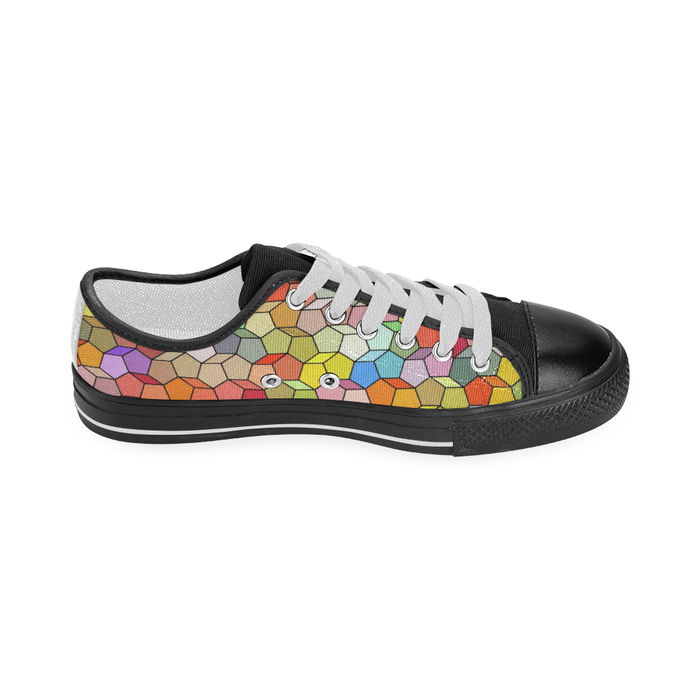 Colorful Polygon Pattern Women's Classic Canvas Shoes (Model 018)