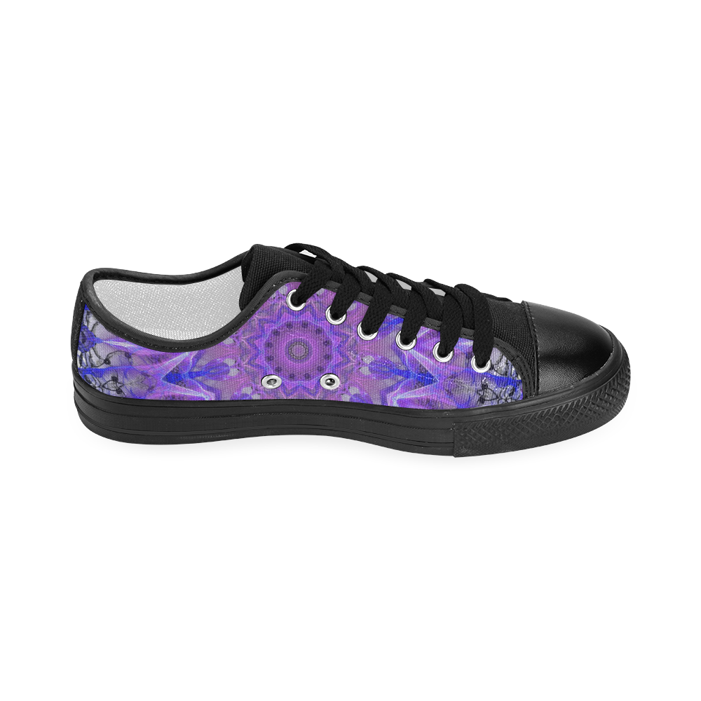 Abstract Plum Ice Crystal Palace Lattice Lace Women's Classic Canvas Shoes (Model 018)