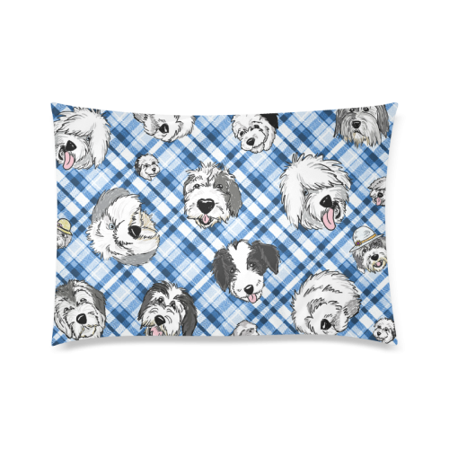 blue and white plaid sheepie heads Custom Zippered Pillow Case 20"x30" (one side)