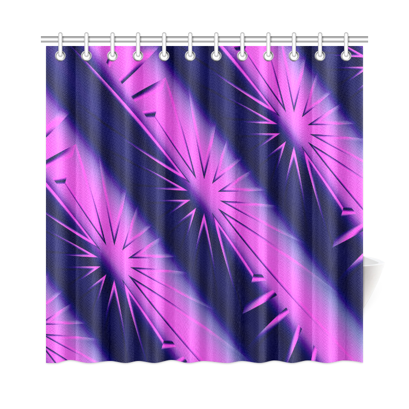 Blue and Purple Abstract Starburst Shower Curtain 72"x72"
