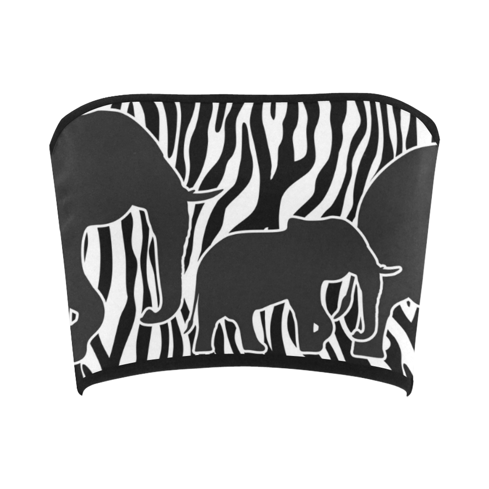 ELEPHANTS to ZEBRA stripes black & white Bandeau Top