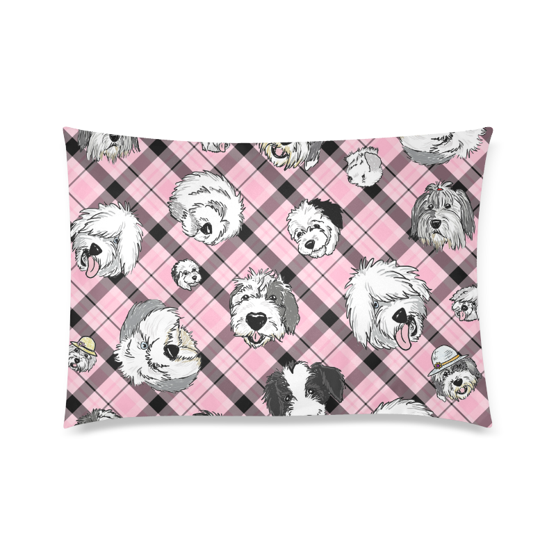 Oes Faces Pink Plaid Custom Zippered Pillow Case 20"x30" (one side)