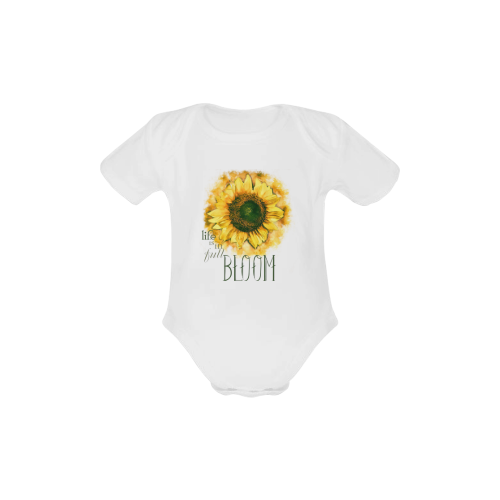 Painting Sunflower - Life is in full bloom Baby Powder Organic Short Sleeve One Piece (Model T28)