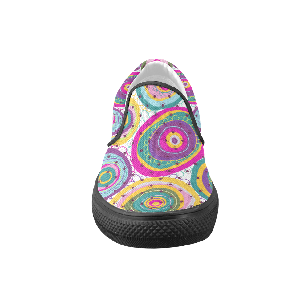 Abstract Colorful Circles Men's Unusual Slip-on Canvas Shoes (Model 019)