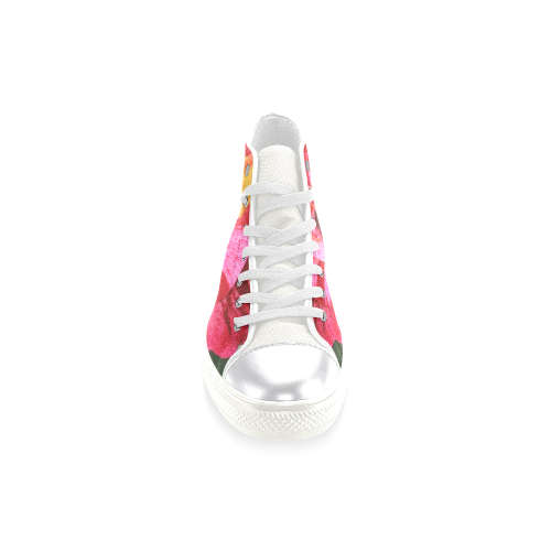 Pink Rose (white) Women's Classic High Top Canvas Shoes (Model 017)