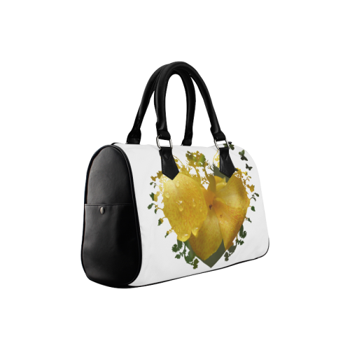 Yellow canna heart Boston Handbag (Model 1621)