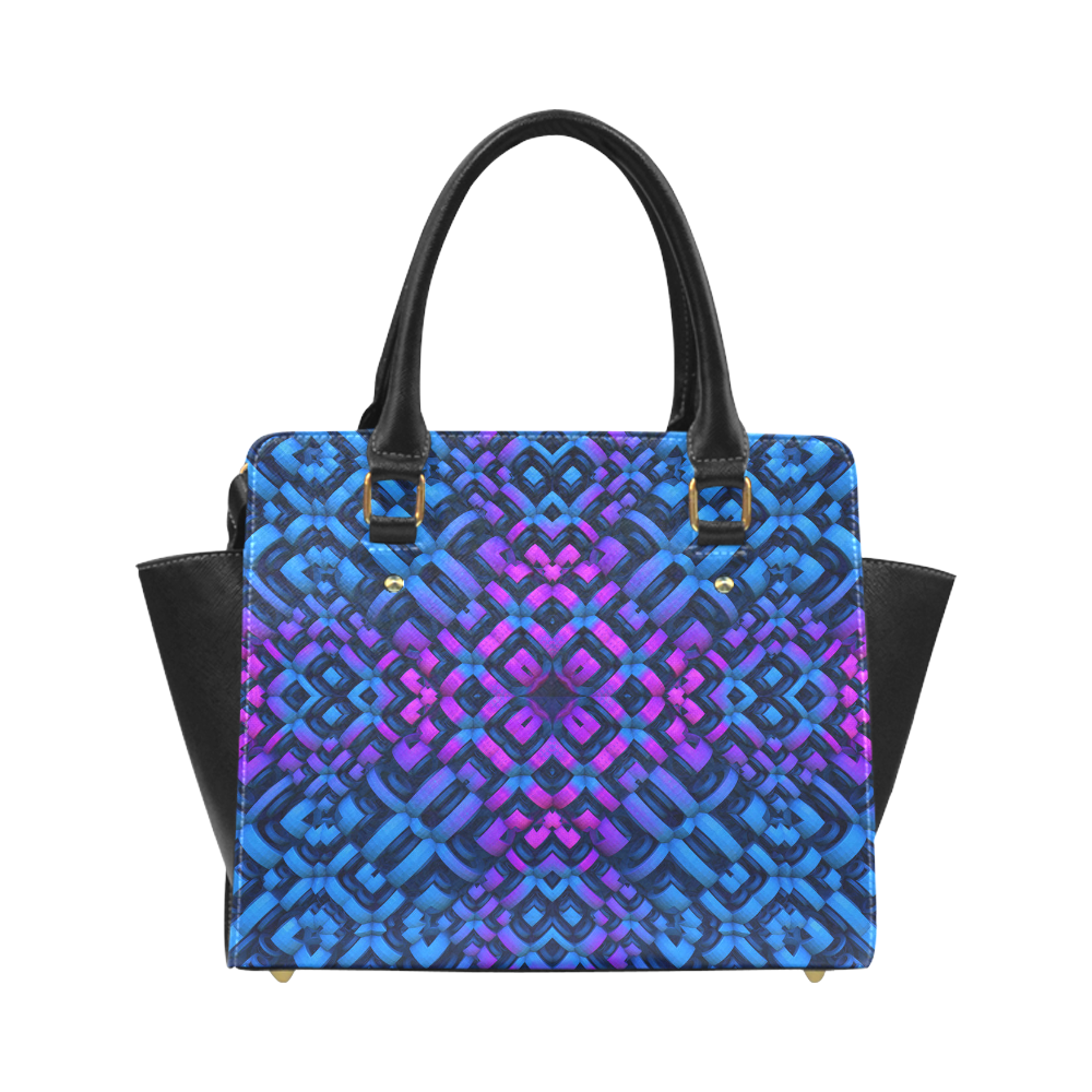 3-D PAttern in Neon Blue, Pink, and Black Classic Shoulder Handbag (Model 1653)