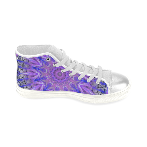 Abstract Plum Ice Crystal Palace Lattice Lace Women's Classic High Top Canvas Shoes (Model 017)