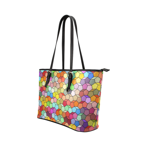Colorful Polygon Pattern Leather Tote Bag/Large (Model 1651)