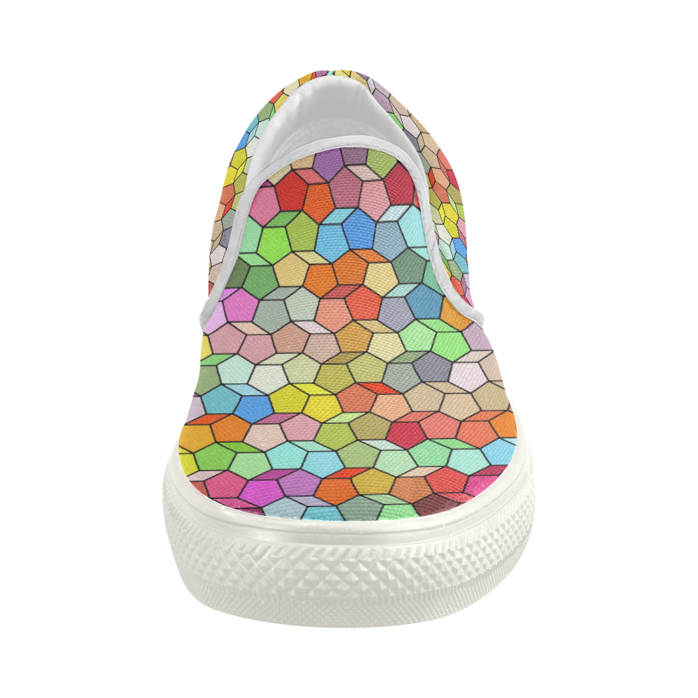 polygon pattern Women's Slip-on Canvas Shoes (Model 019)