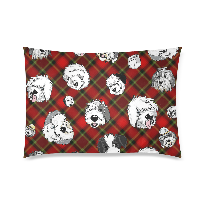 red plaid OES faces Custom Zippered Pillow Case 20"x30" (one side)