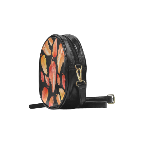 Red- orange leaves Round Sling Bag (Model 1647)