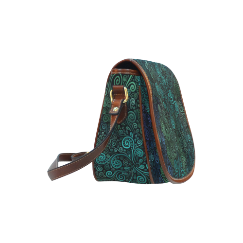 Turquoise 3D Rose Saddle Bag/Large (Model 1649)