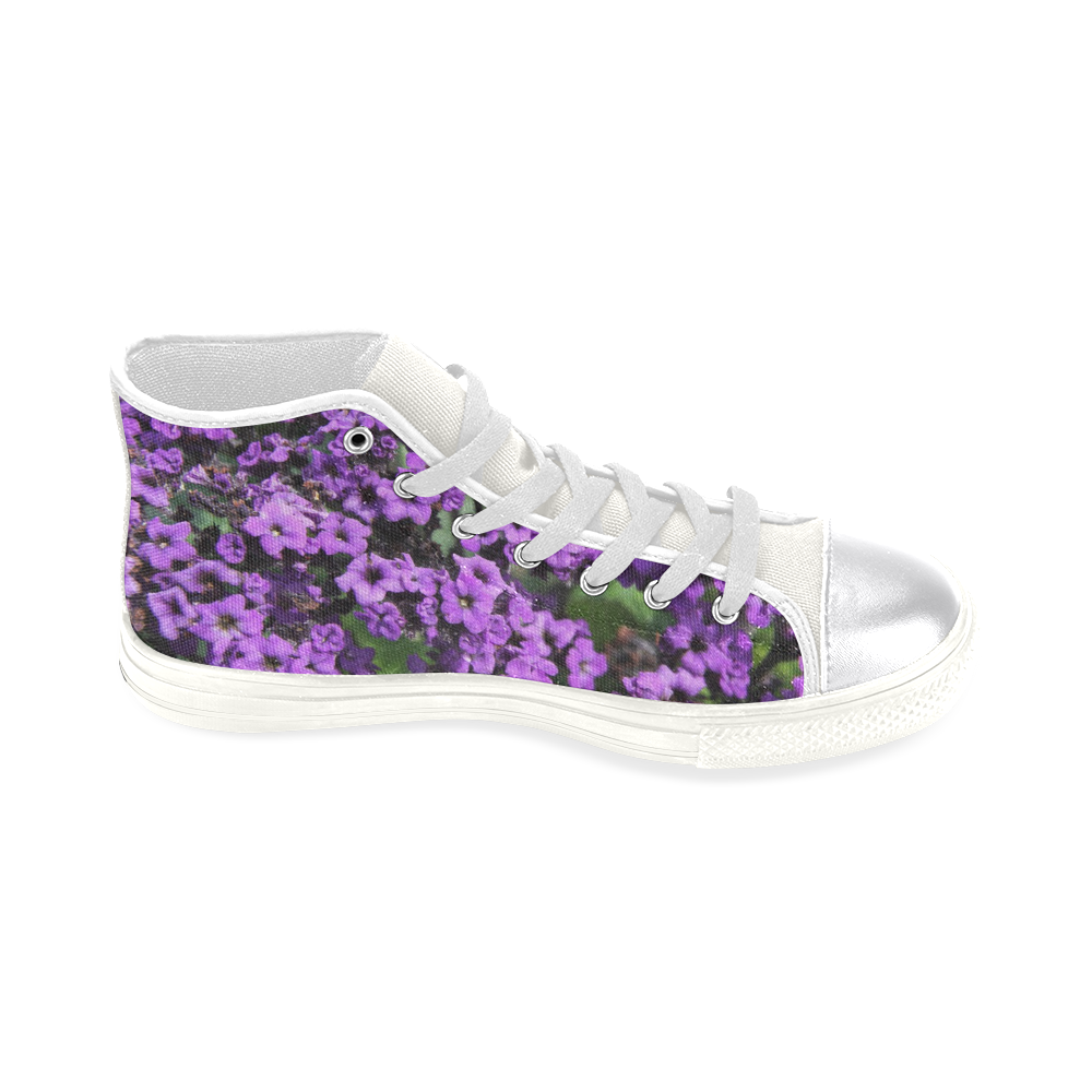 Purple Flowers Women's Classic High Top Canvas Shoes (Model 017)
