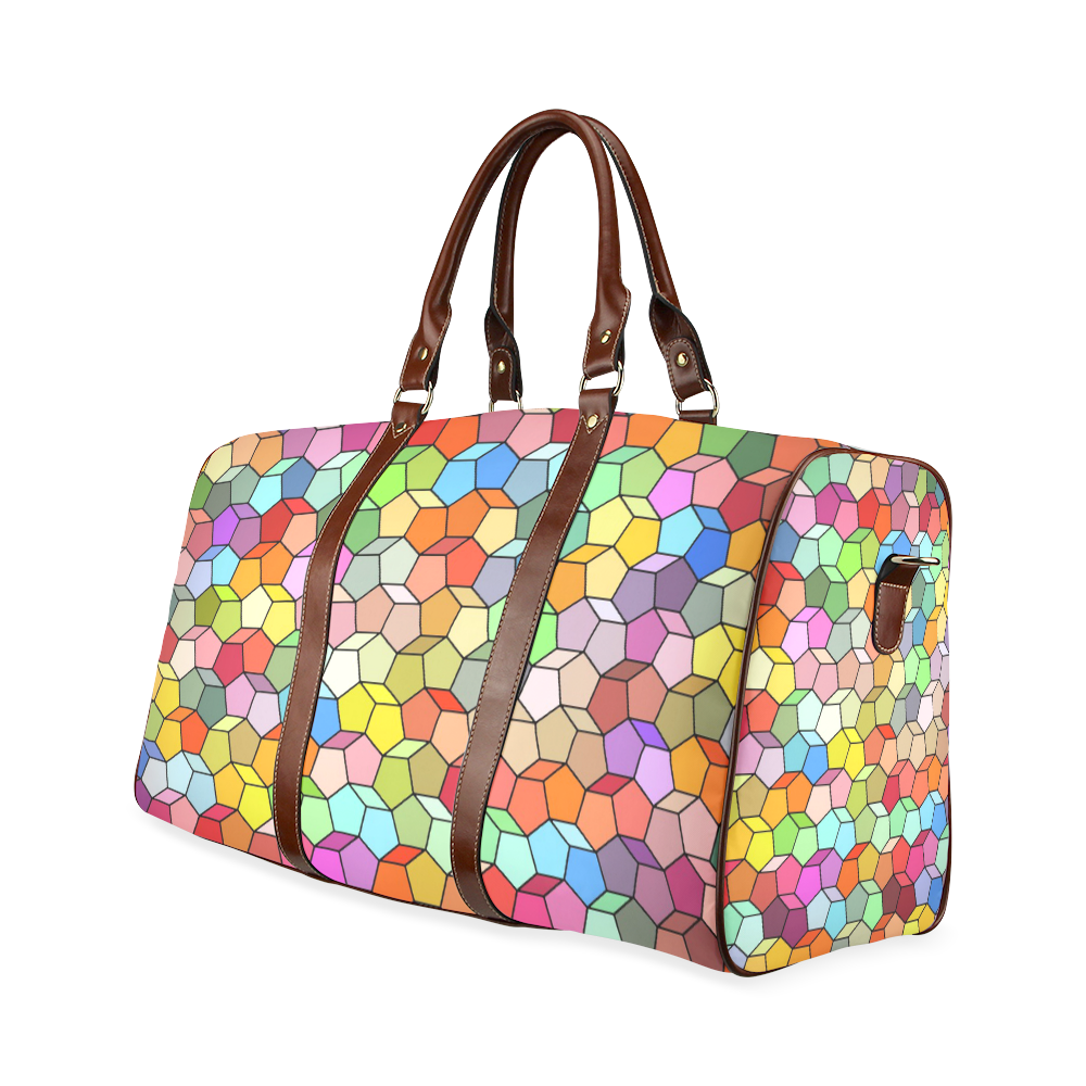 Colorful Polygon Pattern Waterproof Travel Bag/Large (Model 1639)