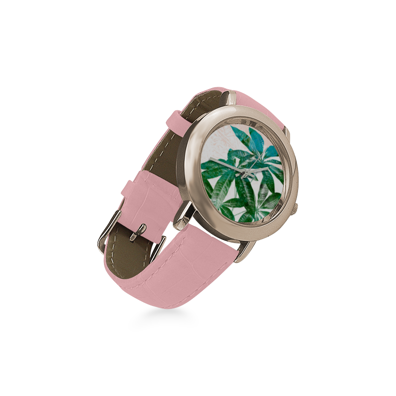 Pachira Women's Rose Gold Leather Strap Watch(Model 201)